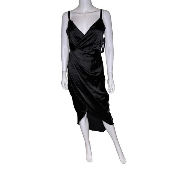 RACHEL Rachel Roy Women's Bree Satin Midi Dress Black Sz M - Picture 2 of 7